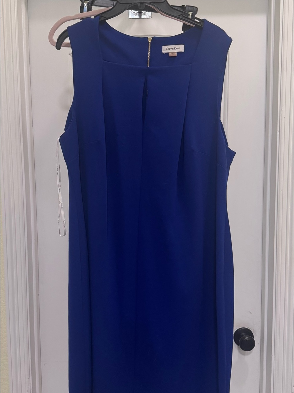 Calvin Klein Sleeveless Cobalt Blue Midi Shift Dress